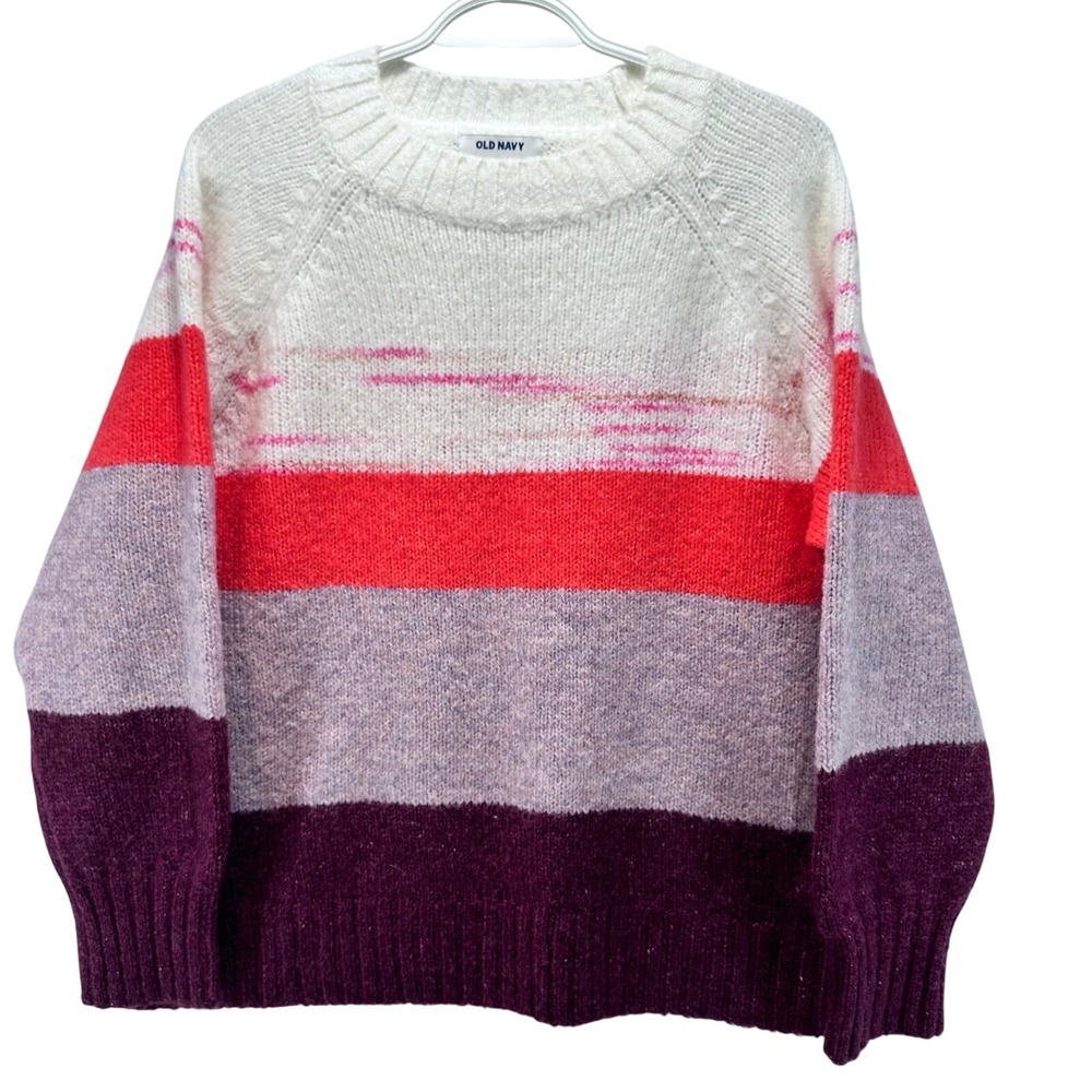 Old Navy Women's Striped Knit Sweater Crew Neck Size‎ Large Pullover